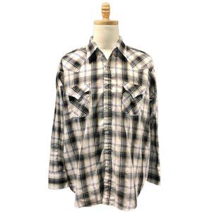 Plains Western Wear White and Cream Long Sleeve Plaid Shirt